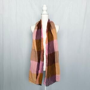 Universal Thread Cotton Scarf Fringe Hem Checkered Scarf Shawl Wrap Boho